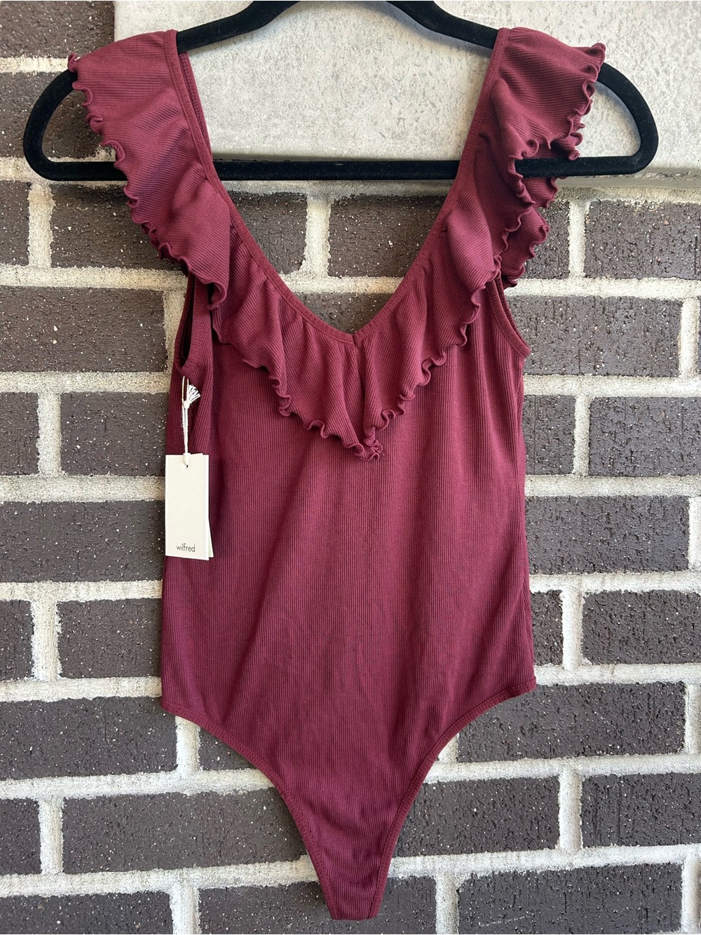 Aritzia Wilfred Danette Bodysuit with Ruffled Neckline - Size M